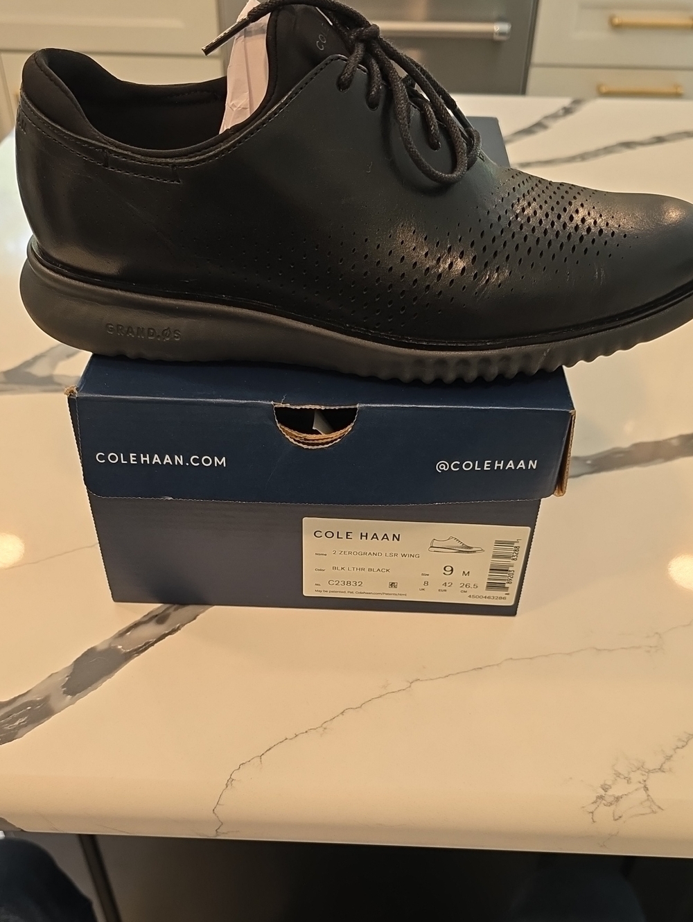 Cole Haan Black Perforated Wingtip Derby - Zerogrand